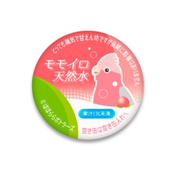 画像1: ◆ほほらら工房◆【モモイロインコ】ドリンク風 缶バッチ（ピンク×緑）【送料◆代引き・銀行振込◆６７５円 ※一部地域を除く】【送料◆銀行振込限定◆ネコポス 全国一律３８５円】 (1)