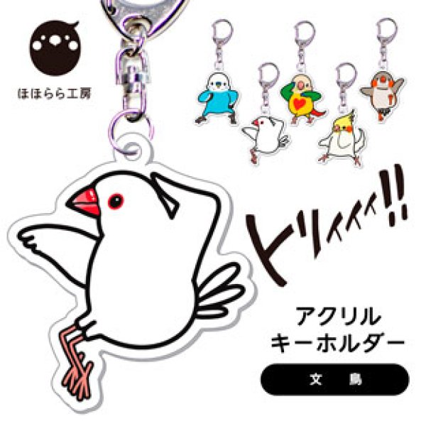 画像1: ◆ほほらら工房◆【文鳥】決めポーズのキーホルダー！！【送料◆代引き・銀行振込◆６７５円 ※一部地域を除く】【送料◆銀行振込限定◆ネコポス 全国一律３８５円】 (1)